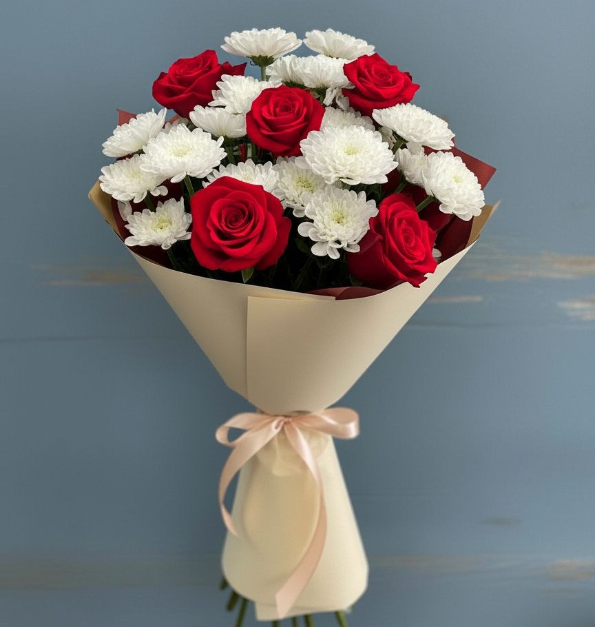 Букет цветов из: Розы и Хризантемы в Инкермане