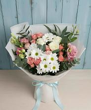 Букет цветов из:  Розы, Лизиантусы и Хризантемы в Инкермане