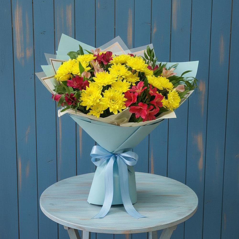 Букет цветов из: Альстромерии и Хризантемы в Инкермане