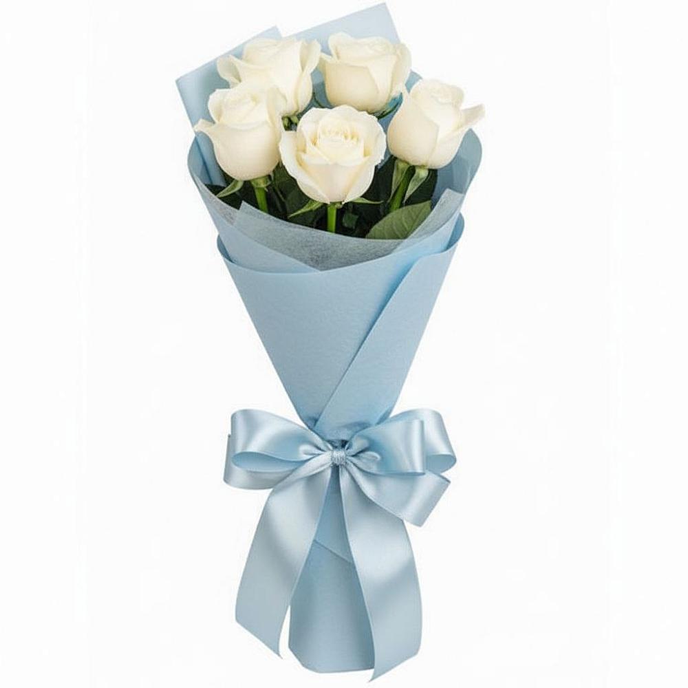 Букет 5 Белых роз Проуд в Инкермане