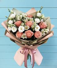 Букет цветов из:  Розы, Альстромерии и Лизиантусы в Инкермане