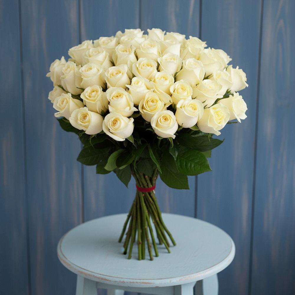 Букет 51 Белая роза Эдлесс Лав в Инкермане