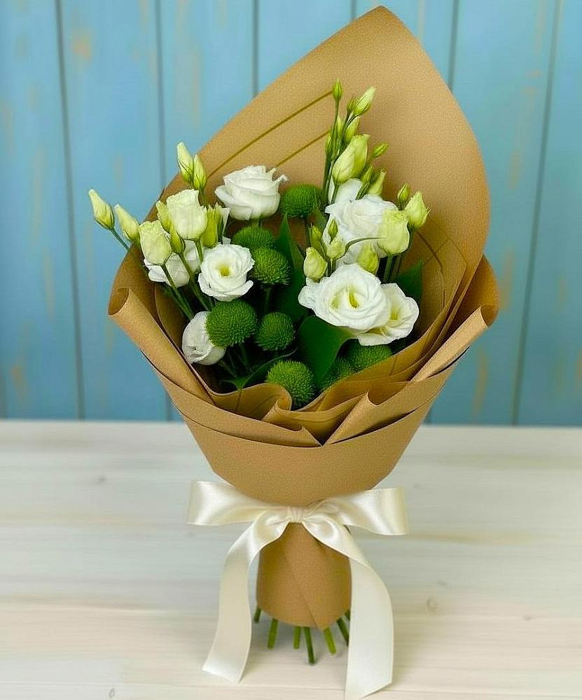 Букет цветов из: Хризантемы и Лизиантусы в Инкермане