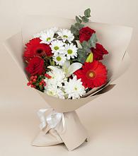 Букет цветов из:  Розы, Хризантемы, Герберы и Лилии в Инкермане