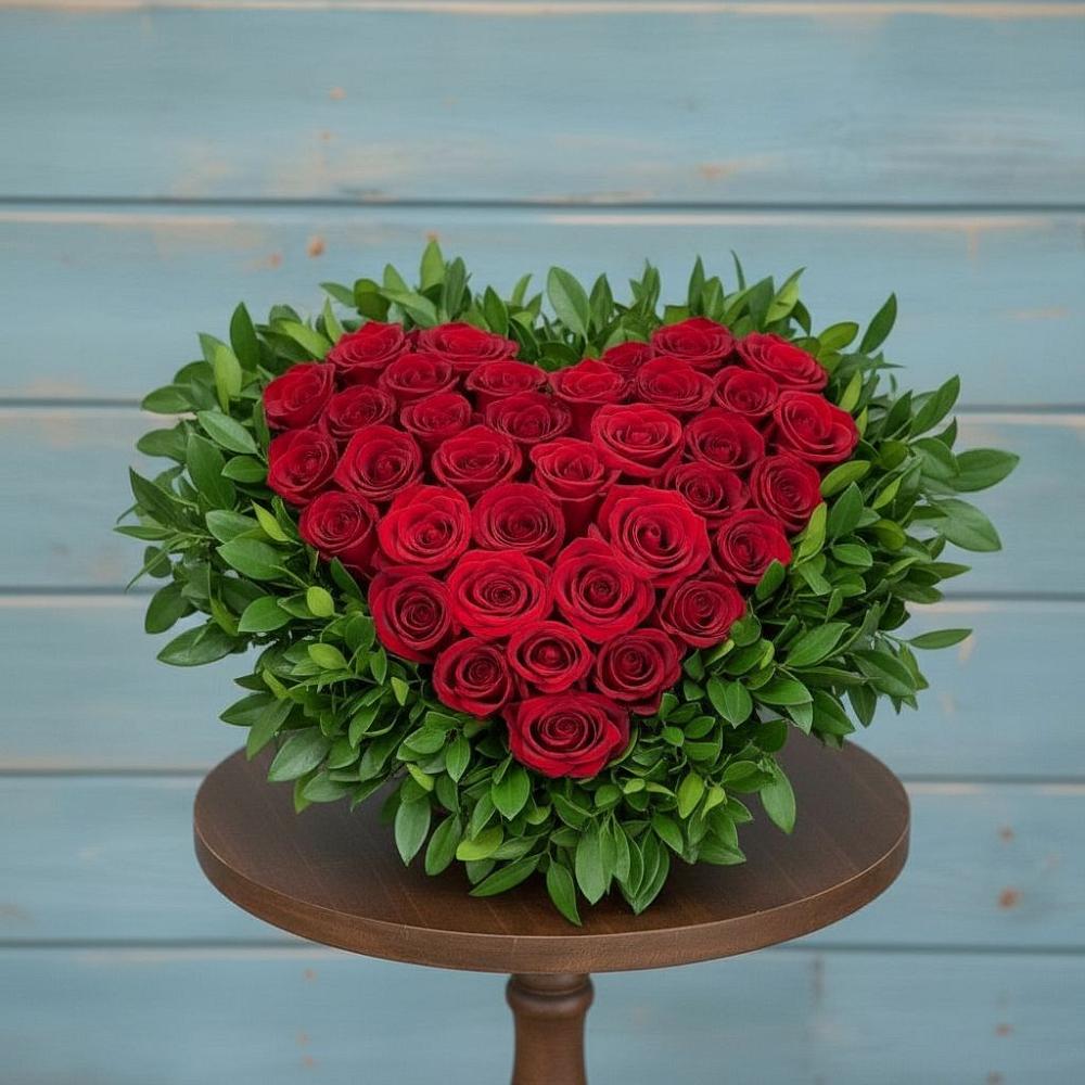 Цветочная композиция из Розы в виде сердца в Инкермане