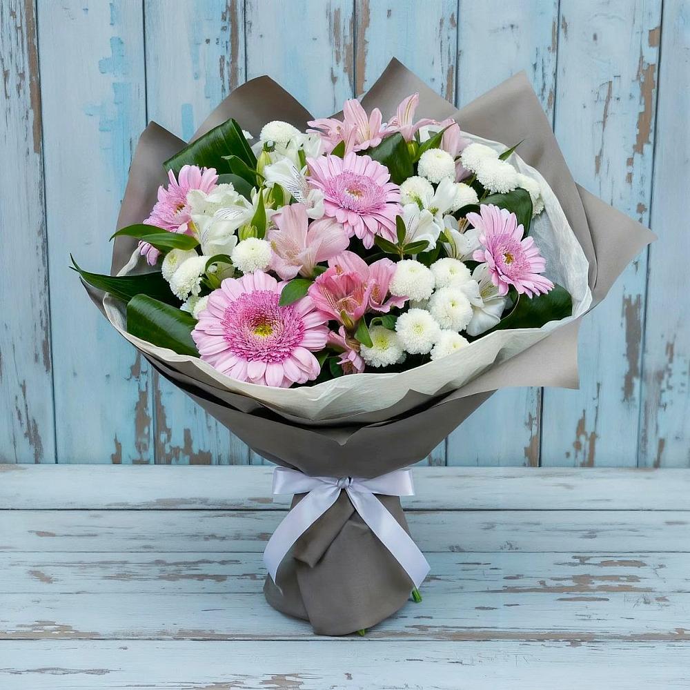 Букет цветов из: Герберы, Альстромерии и Хризантемы в Инкермане